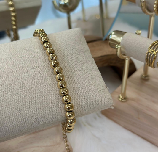 Bracelet Perles Acier Or